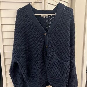Madewell Deep Blue Textured Cardigan
